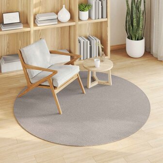 Vloerkleed Rond LUGO Cr&egrave;me en Taupe &Oslash; 120 CM Polyester 3