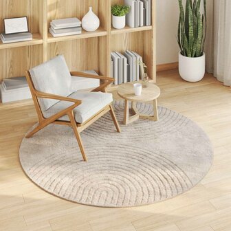 Vloerkleed Rond GALATI Beige &Oslash; 160 CM Polyester 3