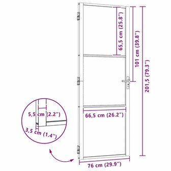 Glazen deur Fretwerk Zwart 76 x 3.5 x 201.5 cm Aluminium 9