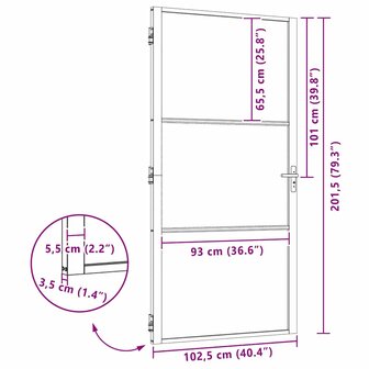 Glazen deur Fretwerk Zwart 76 x 3.5 x 201.5 cm Aluminium 9