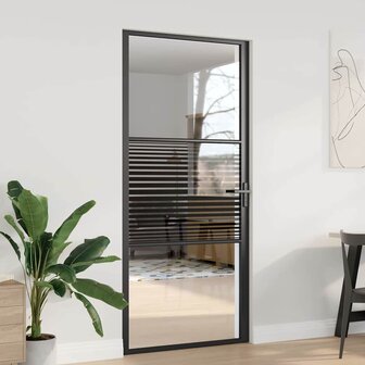 Glazen deur Gestreept Zwart 76 x 3.5 x 201.5 cm Aluminium 1