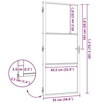 Glazen deur Gestreept Zwart 76 x 3.5 x 201.5 cm Aluminium 9