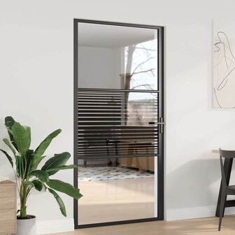 Glazen deur Gestreept Zwart 76 x 3.5 x 201.5 cm Aluminium 1