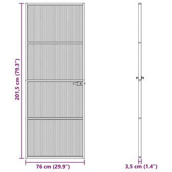 Huisdeur 76 x 201,5 x 3,5 cm Aluminium en Gehard Glas 7