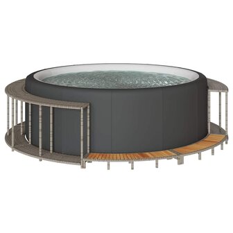 Hottub ombouw opbergruimte en houten opstapje poly rattan grijs 1