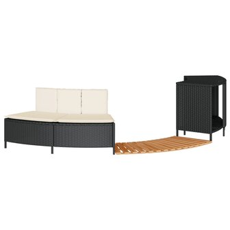 Hottub-ombouw poly rattan en massief acaciahout zwart 2