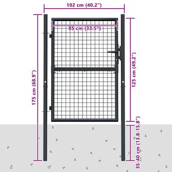 Hekpoort van gaas gegalvaniseerd staal 100x125 cm grijs 7