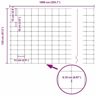 Wild afrastering Verzinkt 1000 x 120 x 0,18 cm IJzer 9
