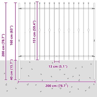 Spijlenhekwerk Zwart 200 x 200 cm Gepoedercoat staal 7