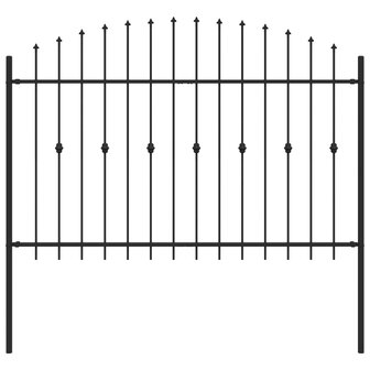 Spijlenhekwerk Zwart 200 x 130 cm Gepoedercoat staal 2