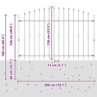Spijlenhekwerk Zwart 200 x 130 cm Gepoedercoat staal 7