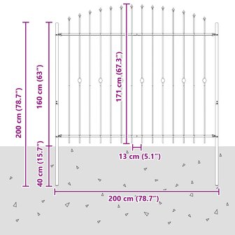 Spijlenhekwerk Zwart 200 x 200 cm Gepoedercoat staal 7