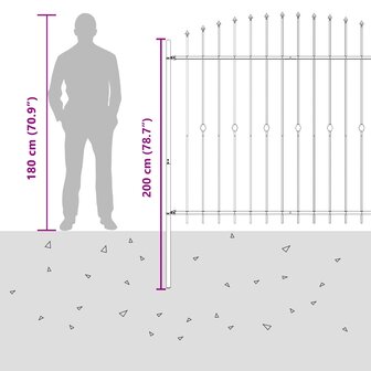 Spijlenhekwerk Zwart 200 x 200 cm Gepoedercoat staal 8