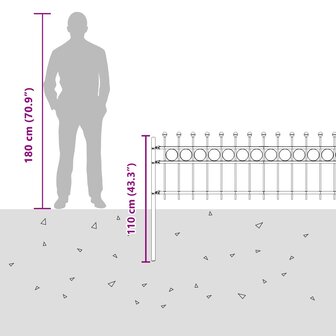 Spijlenhekwerk Zwart 200 x 130 cm Gepoedercoat staal 8