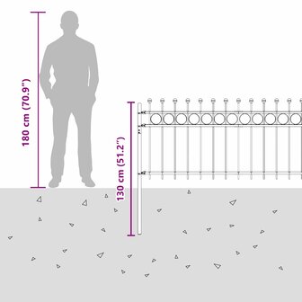 Spijlenhekwerk Zwart 200 x 130 cm Gepoedercoat staal 8