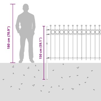 Spijlenhekwerk Zwart 200 x 150 cm Gepoedercoat staal 8