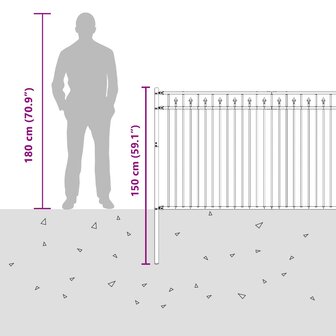 Spijlenhekwerk Zwart 200 x 150 cm Gepoedercoat staal 8
