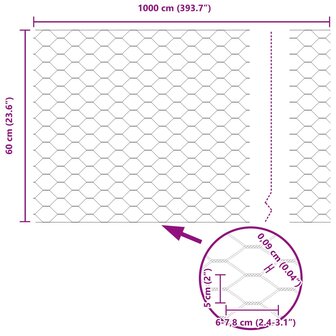 Hexagon Hek Groen 0,6 x 10 m PVC 9