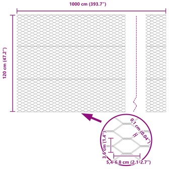 Hexagon Hek Groen 1,2 x 10 m PVC 9