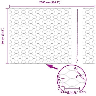 Hexagon Hek Groen 0,6 x 25 m PVC 9