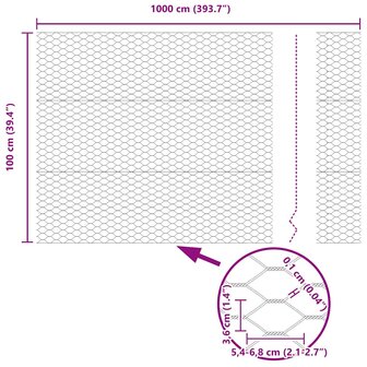 Hexagon Hek Grijs 1 x 10 m PVC 9
