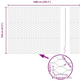 Hexagon Hek Grijs 1,2 x 10 m PVC 9