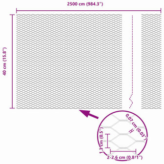 Hexagon Hek Grijs 0,4 x 25 m PVC 9