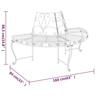 Boombank halfrond &Oslash;160 cm staal zwart 6