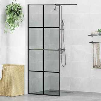 Inloopdouchewand Zwart 80 x 195 cm gehard glas 1