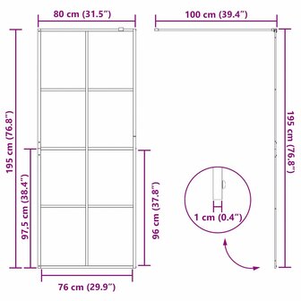 Inloopdouchewand Zwart 80 x 195 cm gehard glas 8