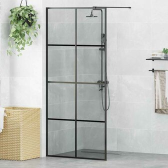 Inloopdouchewand Zwart 90 x 195 cm gehard glas 1