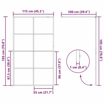 Inloopdouchewand Goud 115 x 195 cm gehard glas 8