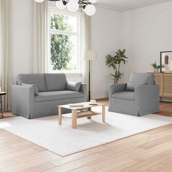Bankstel 2 pcs Lichtgrijs 139 x 78 x 80 cm Stof 1