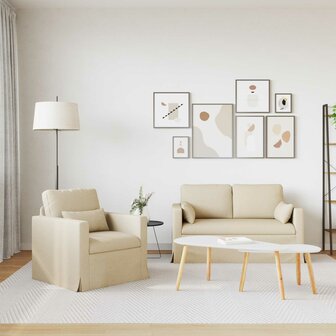 Bankstel 2 pcs Cr&egrave;me 139 x 78 x 80 cm Stof 3