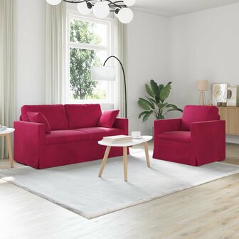 Bankstel 2 pcs Wijnrood 158 x 78 x 80 cm Fluweel 1