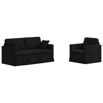 Bankstel 2 pcs Zwart 158 x 78 x 80 cm Fluweel 2