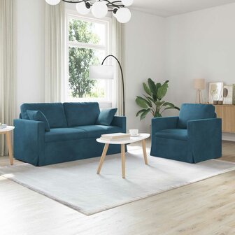 Bankstel 2 pcs Blauw 158 x 78 x 80 cm Fluweel 1