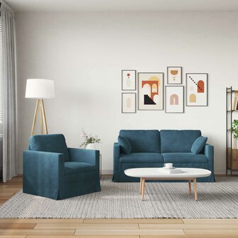 Bankstel 2 pcs Blauw 158 x 78 x 80 cm Fluweel 3