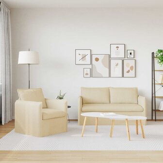 Bankstel 2 pcs Cr&egrave;me 196 x 82 x 85 cm Stof 3