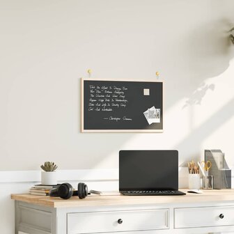 Krijtbord met massief grenenhouten frame zwart 60x40 cm 1