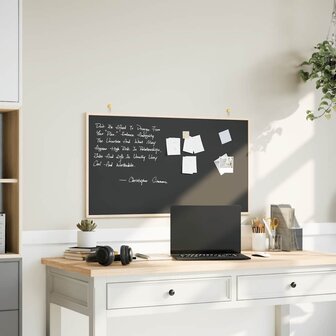 Krijtbord met massief grenenhouten frame zwart 100x55 cm 1