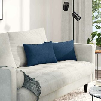 Sofa Kussens 2 pcs Blauw 50 x 30 cm Stof 1