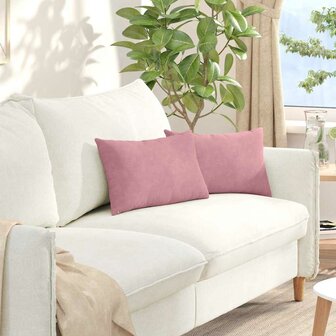 Sofa Kussens 2 stuks Roze 50 x 30 cm Cordstof 1