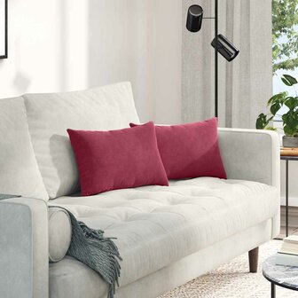 Sofa Kussens 2 stuks Wijnrood 50 x 30 cm Cordstof 1
