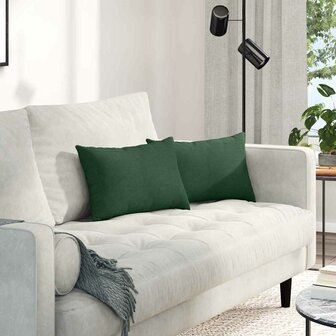 Sofa Kussens 2 stuks Donkergroen 50 x 30 cm Cordstof 1