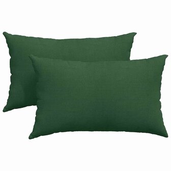 Sofa Kussens 2 stuks Donkergroen 50 x 30 cm Cordstof 2