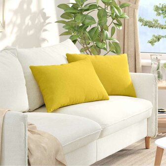 Sofa Kussens 2 pcs Lichtgeel 60 x 40 cm Stof 1