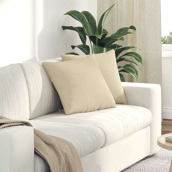 Sofa Kussens 2 pcs Cr&egrave;me 45 x 45 cm Stof 1