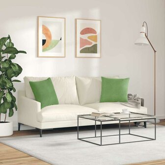 Sofa Kussens 2 stuks Lichtgroen 45 x 45 cm Cordstof 4