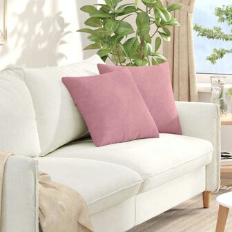 Sofa Kussens 2 stuks Roze 45 x 45 cm Cordstof 1